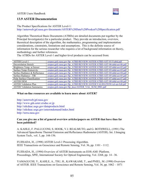 ASTER User's Guide - Aster - NASA