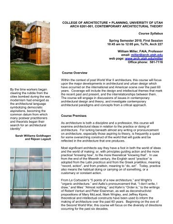 Syllabus - University of Utah Graduate School of Architecture
