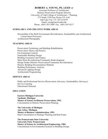 ROBERT A. YOUNG, PE, LEED AP - University of Utah Graduate ...