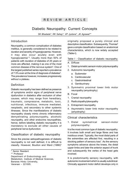 Diabetic Neuropathy: Current Concepts - medIND