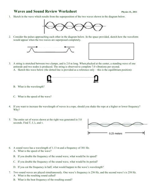 Waves And Sound Review Worksheet