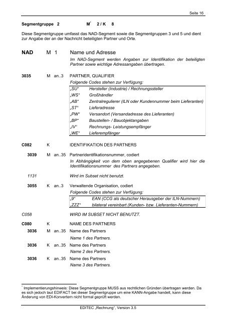 EDIFACT-SUBSET EDITEC Rechnung INVOIC / D.96B ... - Hansgrohe