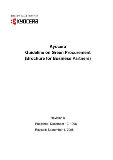Brochure for Business Partners - Kyocera