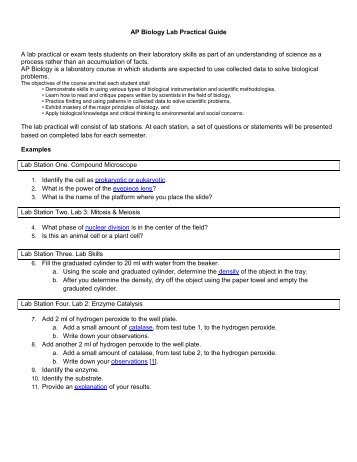 AP Biology Lab Practical Guide A lab practical or exam tests ...