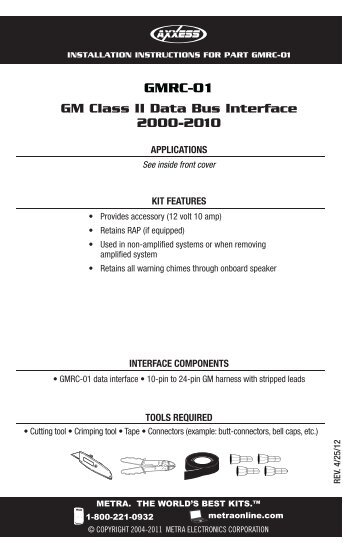 GM Class II Data Bus Interface 2000-2010 GMRC ... - Sonic Electronix