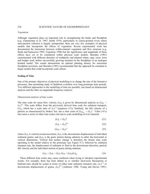 Physical Modelling in Fluvial Geomorphology