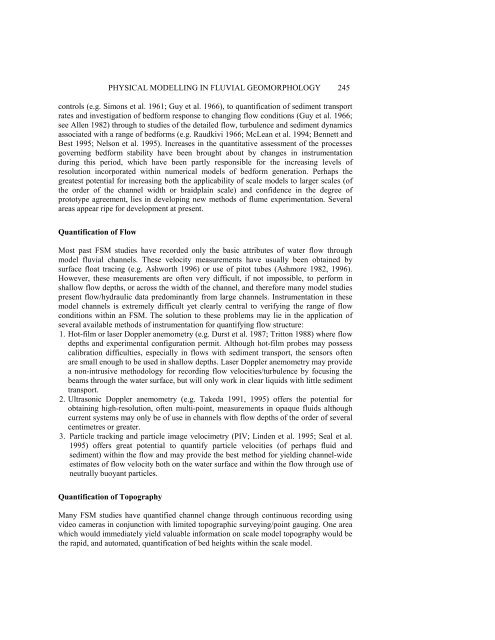 Physical Modelling in Fluvial Geomorphology