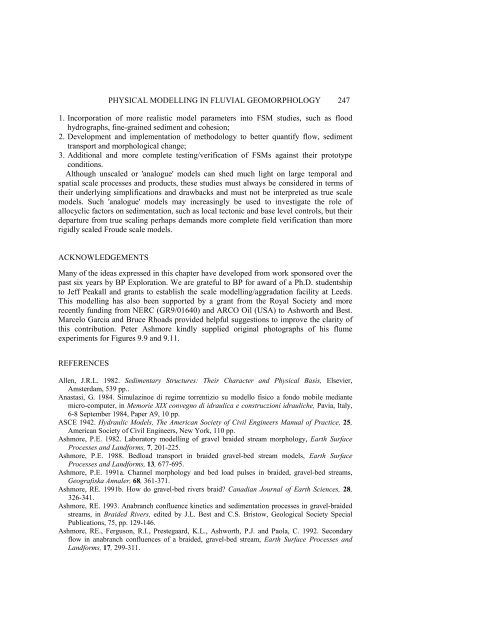 Physical Modelling in Fluvial Geomorphology