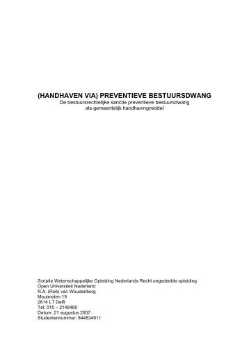 (Handhaven via) Preventieve bestuursdwang - DSpace at Open ...