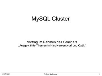 MySQL Cluster - Computer Architecture Group