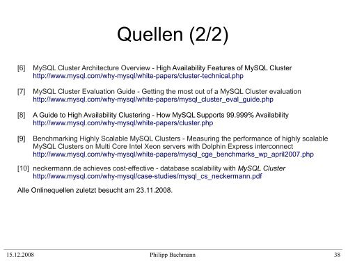 MySQL Cluster - Computer Architecture Group
