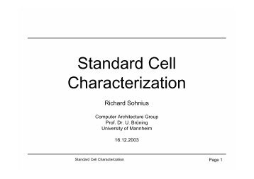 Standard Cell Characterization - Computer Architecture Group