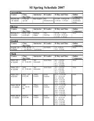 SI Spring Schedule 2007