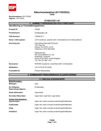 MSDS: STABILEZE 06