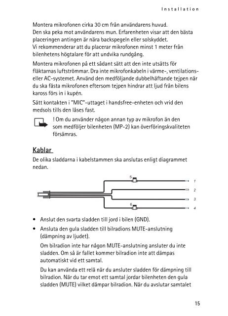 Bilenhet CK-7W Användarhandbok Installationsanvisning - Nokia