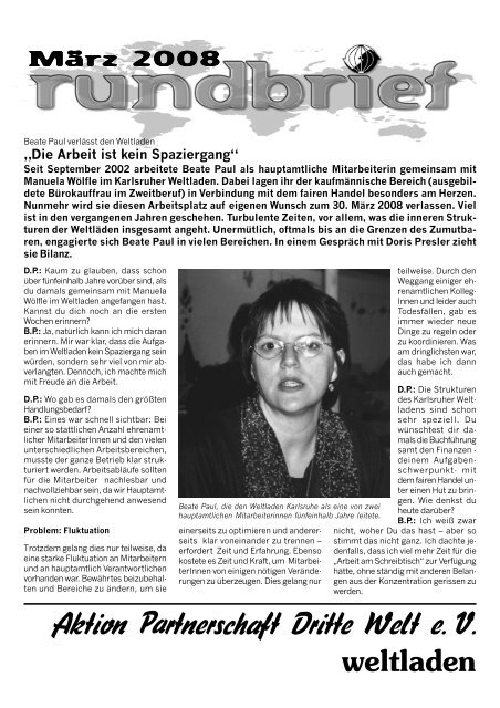 Rundbrief März 2008 - Weltladen Karlsruhe