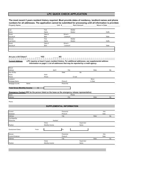 Lincoln Property Company Application ForRent