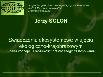 Świadczenia ekosystemowe w ujęciu ekologiczno-krajobrazowym