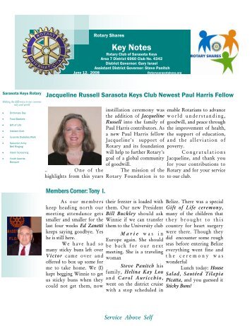 Key Notes - Rotary Club of the Sarasota Keys, Florida, USA