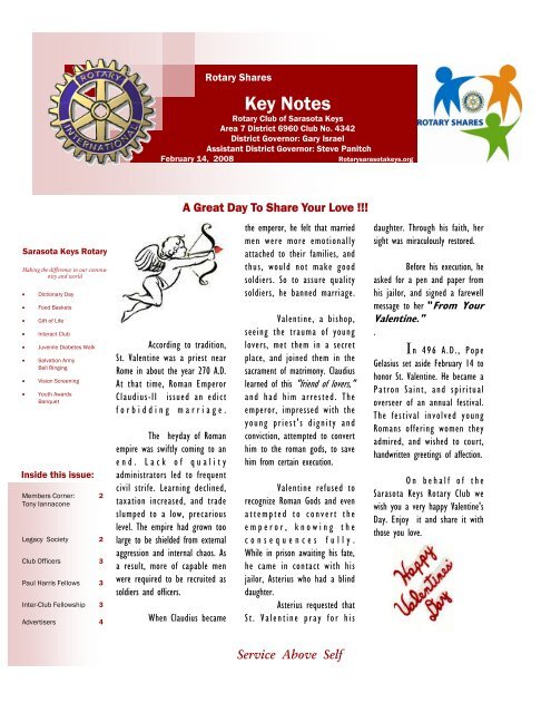 Key Notes - Rotary Club of the Sarasota Keys, Florida, USA