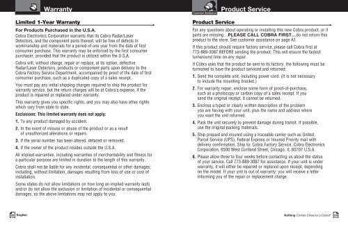 XRS 9470 Manual - Cobra Electronics