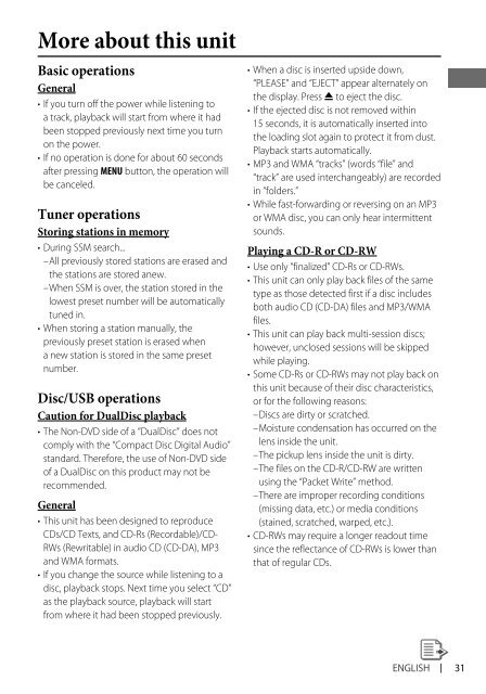 kd-r618 / kd-a615 / kd-r610 instructions - Sonic Electronix