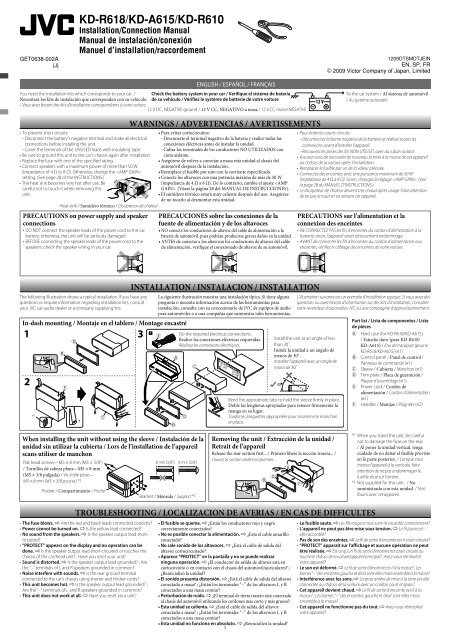 kd-r618 / kd-a615 / kd-r610 instructions - Sonic Electronix