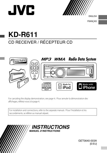 kd-r618 / kd-a615 / kd-r610 instructions - Sonic Electronix