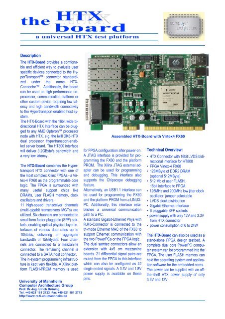 Extended information brochure - Computer Architecture Group