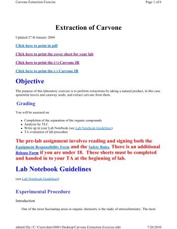 Extraction of Carvone