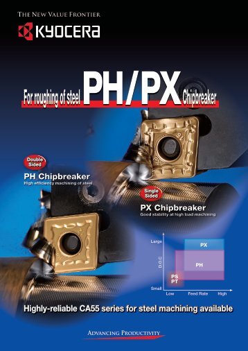 For roughing of steel PH / PX Chipbreaker - Kyocera