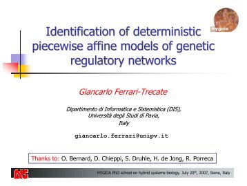 Identification of deterministic piecewise affine models of genetic ...