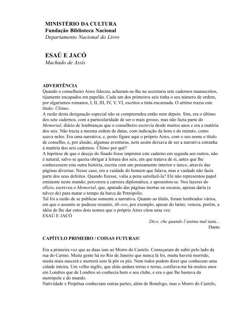 ESAÚ E JACÓ - Fundação Biblioteca Nacional