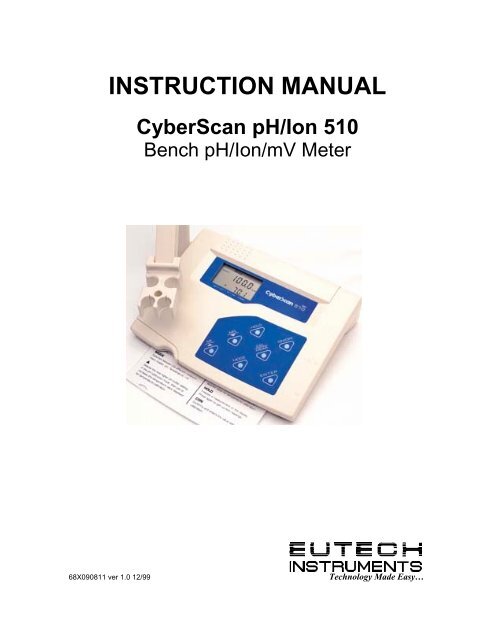 INSTRUCTION MANUAL CyberScan pH/Ion 510 - Welcome to ...