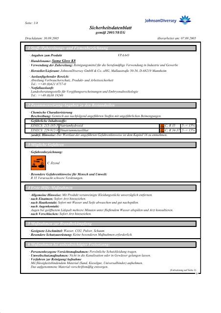 Sicherheitsdatenblatt