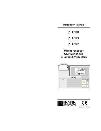 pH 300 pH 301 pH 302 - Welcome to Sechang Instruments!