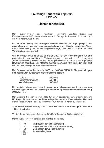 Jahresbericht 2005 Verein - Freiwillige Feuerwehr Eppstein