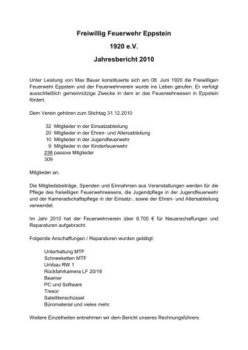 Jahresbericht 2010 - Freiwillige Feuerwehr Eppstein