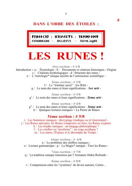 LES RUNES ! - Racines et Traditions en Pays d'Europe - Free