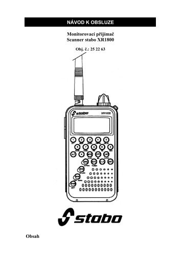 NÁVOD K OBSLUZE Monitorovací p ijímaþ Scanner stabo XR1800 ...