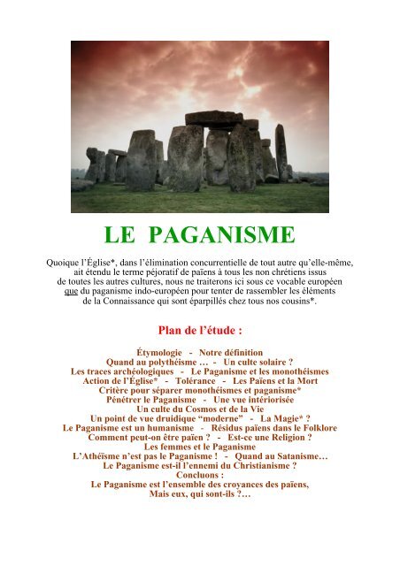 LE PAGANISME - Racines et Traditions en Pays d'Europe - Free