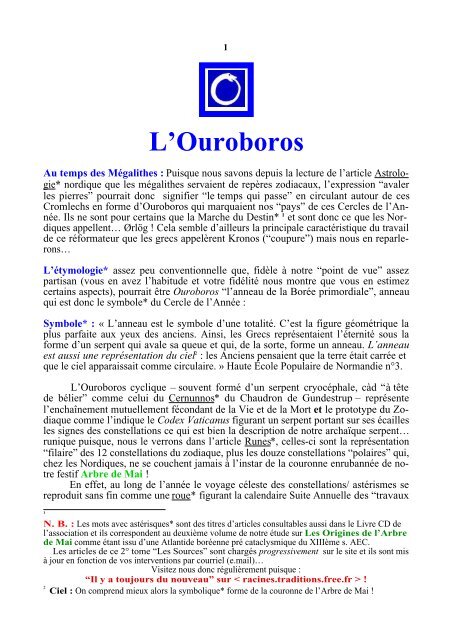 L'Ouroboros - Racines et Traditions en Pays d'Europe - Free