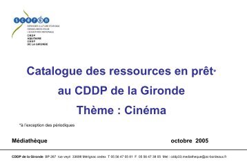 Cinéma - CRDP Aquitaine