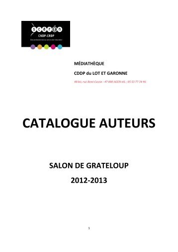 le catalogue des auteurs en PDF - CRDP Aquitaine