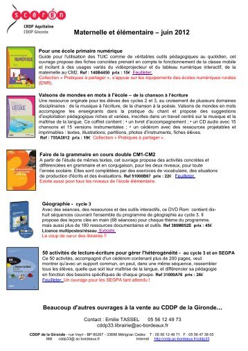 Maternelle et élémentaire – juin 2012 - CRDP Aquitaine