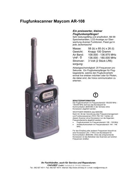 Maycom Reciever Maycom AR-108.pdf - Omnirep GmbH