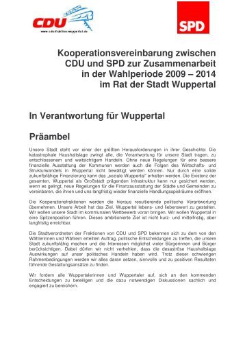 Entwurf Kooperationsvereinbarung FINAL - CDU-Fraktion im Rat der ...