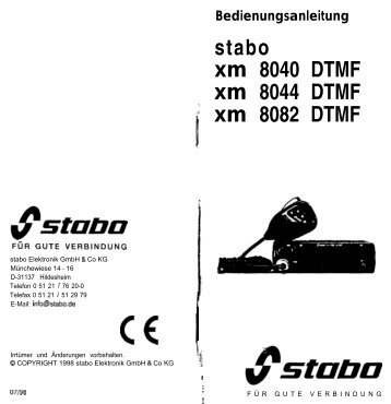 stabo xm 8040 DTMF xm 8044 DTMF ! ) xm 8082 DTMF