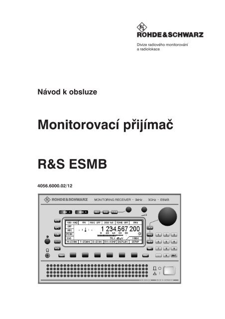 Návod k obsluze Monitorovací přijímač R&S ESMB - CB seznam