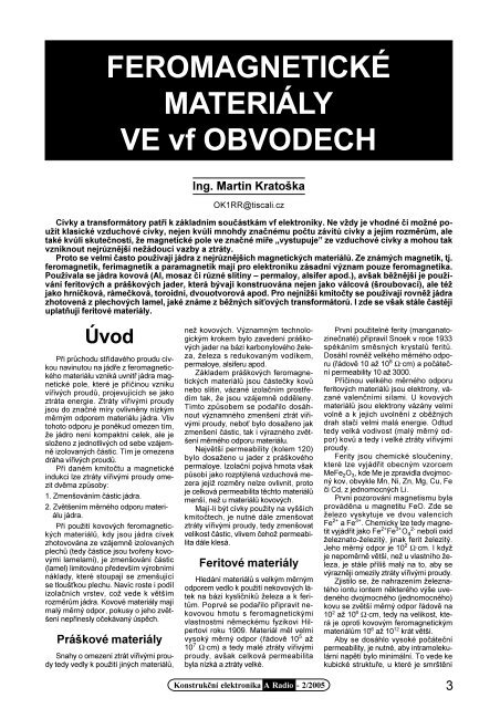 Teorie VF transformátorů, materiály, výpočty (2.15MB formát *pdf)